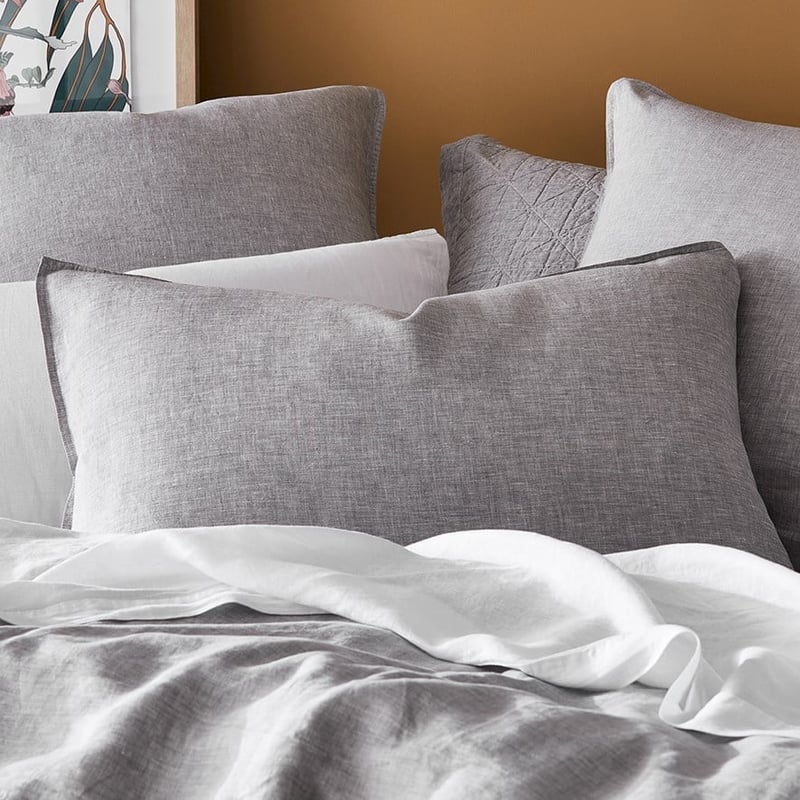 Vintage Washed Linen Grey Marle Quilt Cover Separates