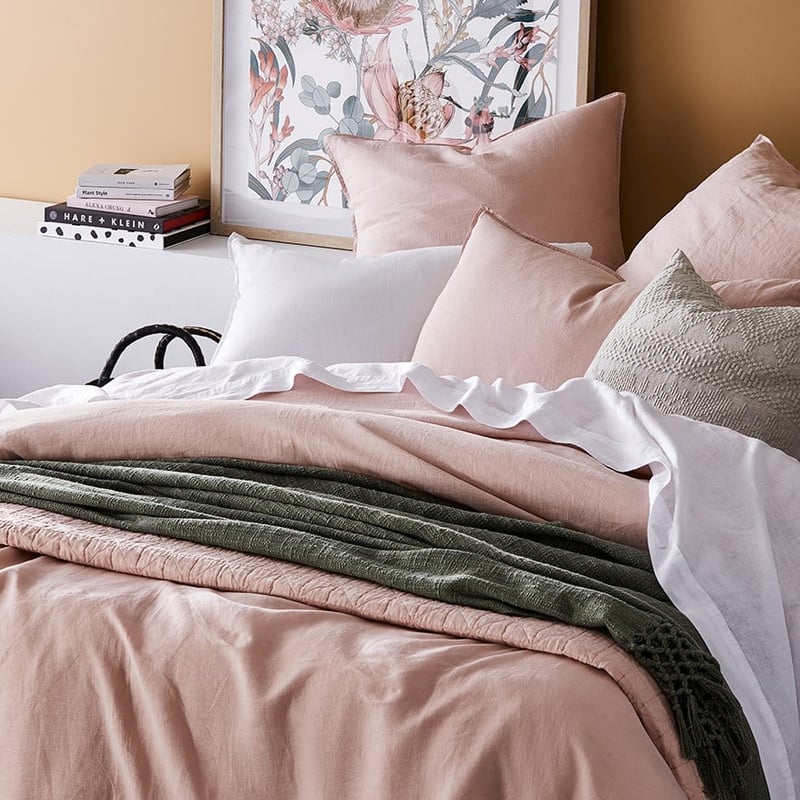 Vintage Washed Linen Nude Pink Quilt Cover Separates