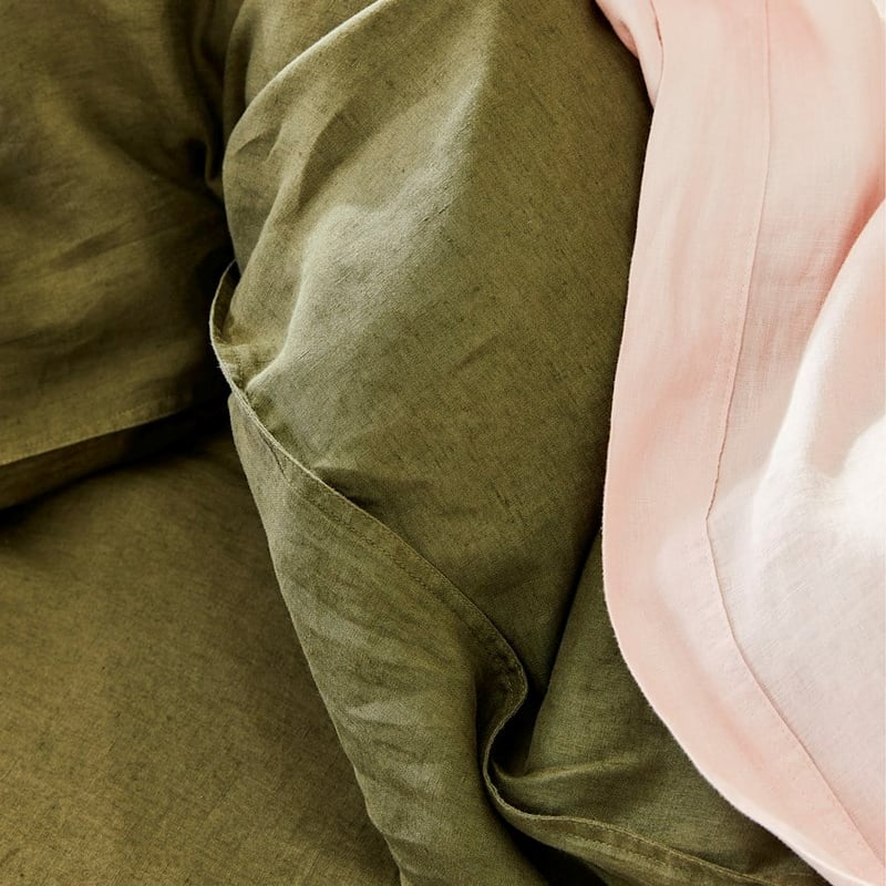 Vintage Washed Linen Moss Quilt Cover Separates
