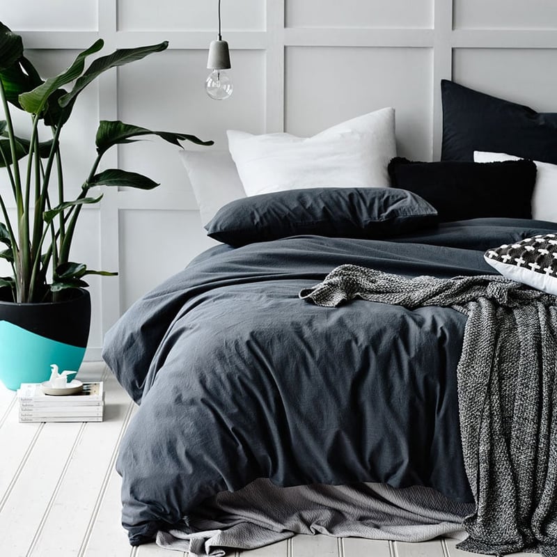 European Collection Stonewash Coal Quilt Cover Separates