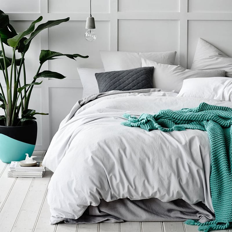 European Collection Stonewash Silver Quilt Cover Separates