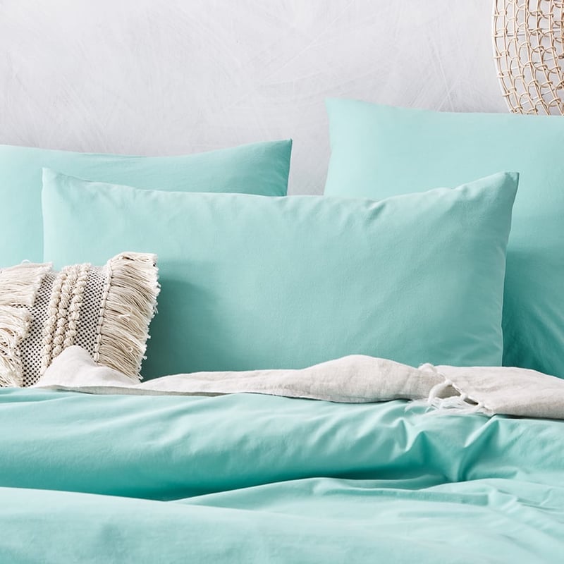 Stonewashed Cotton Quilt Cover Aqua