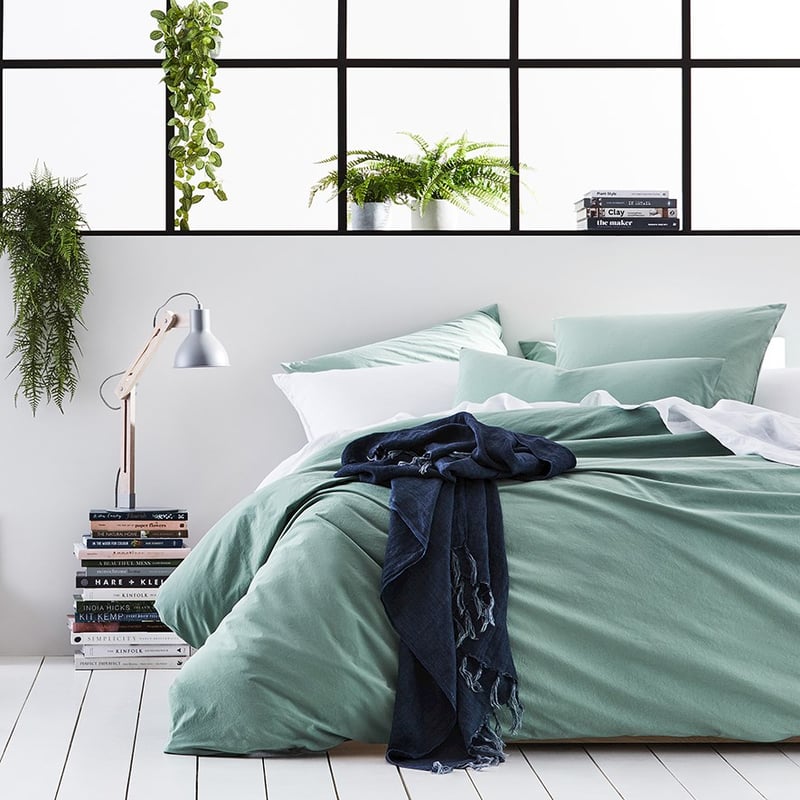 Stonewashed Cotton Greenery Quilt Cover Separates
