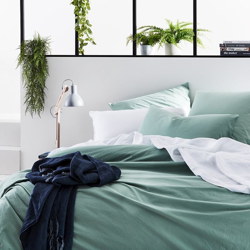 Stonewashed Cotton Greenery Quilt Cover Separates