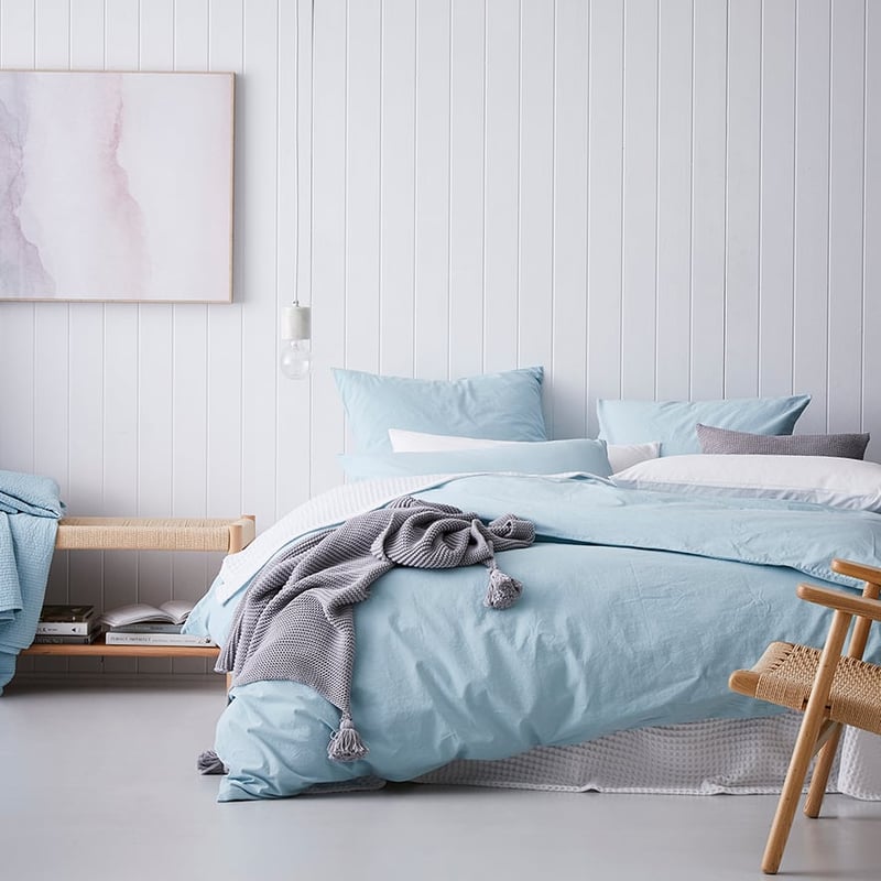 Stonewashed Cotton Ice Blue Quilt Cover
