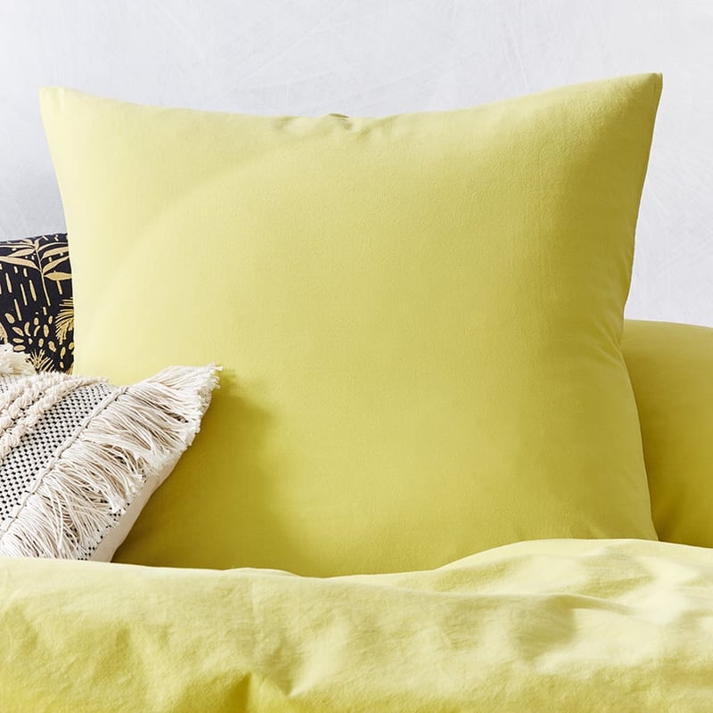 Stonewashed Cotton Quilt Cover Lemon