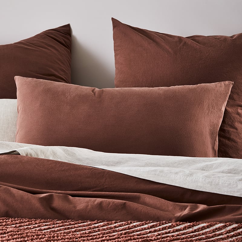 Stonewashed Cotton Mahogany Quilt Cover Separates