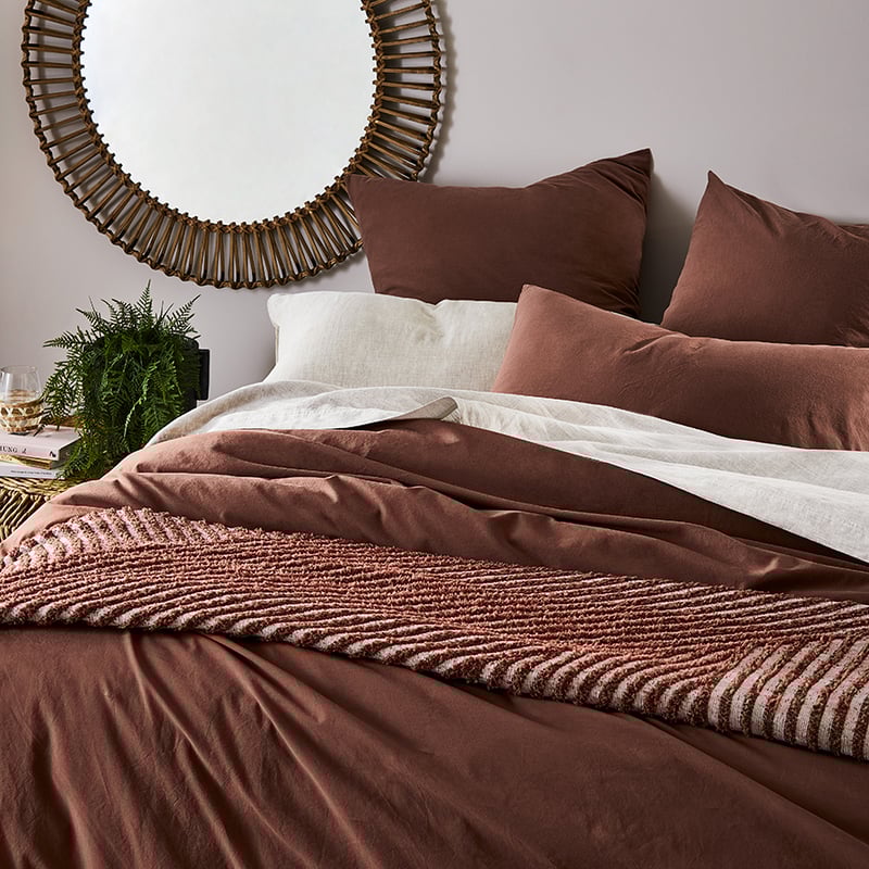 Stonewashed Cotton Mahogany Quilt Cover Separates