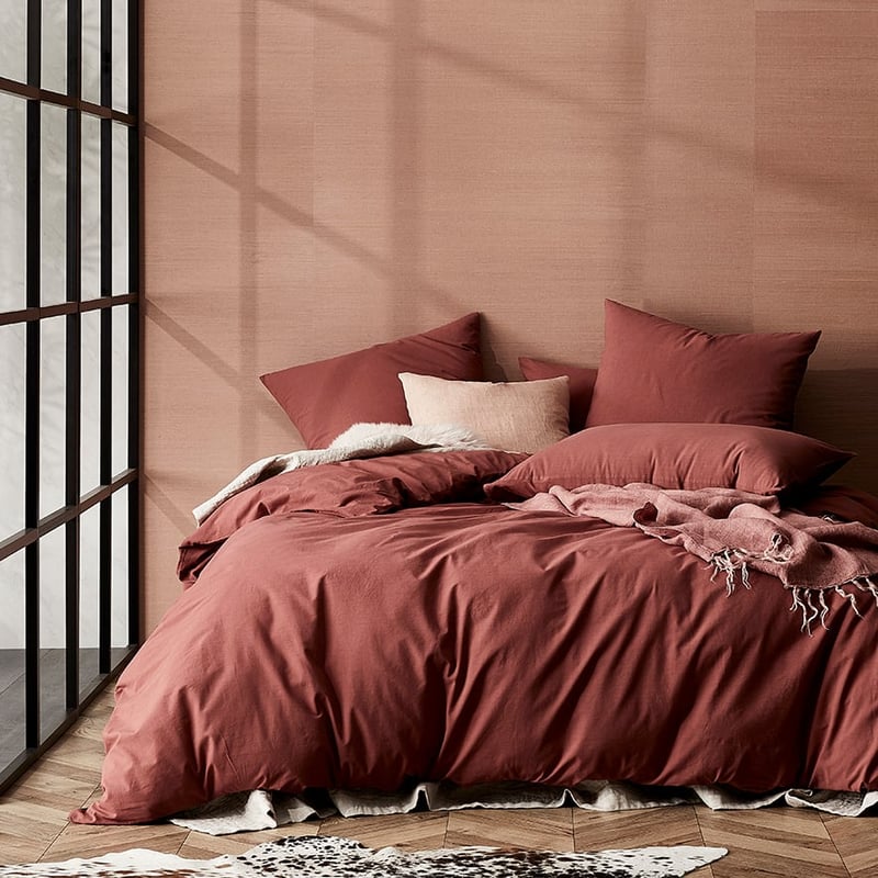 Stonewashed Cotton Rust Quilt Cover Separates