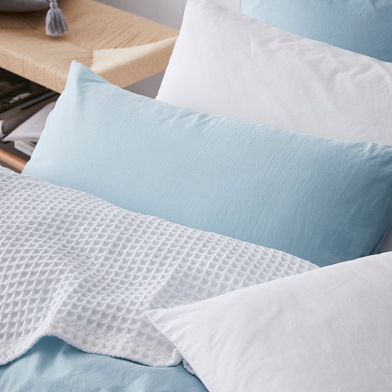 Stonewashed Cotton Ice Blue Coverlet