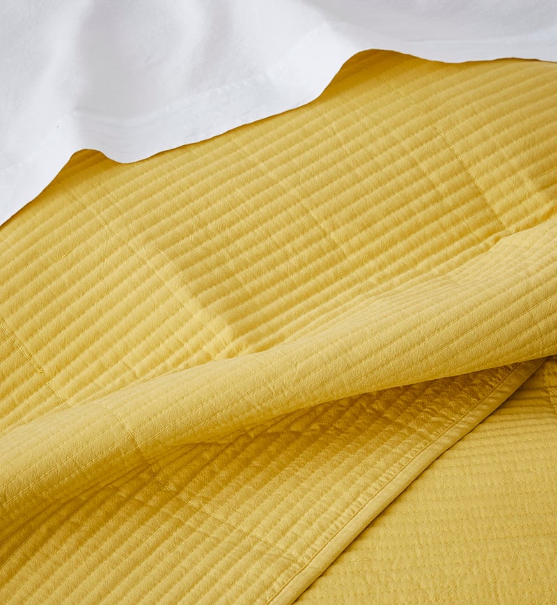 Stonewashed Cotton Mustard Coverlet
