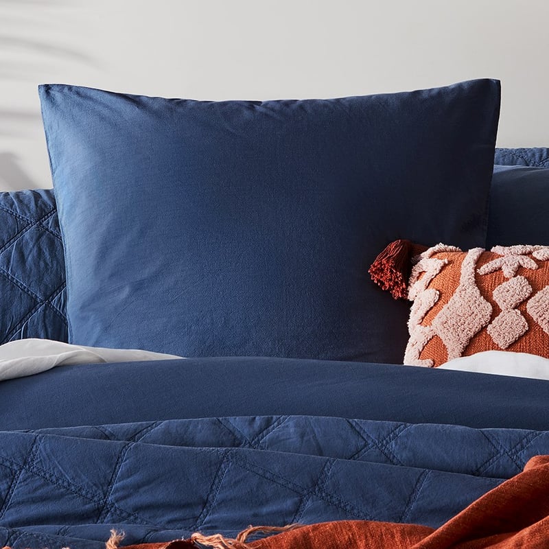 Stonewashed Cotton China Blue Quilt Cover Separates