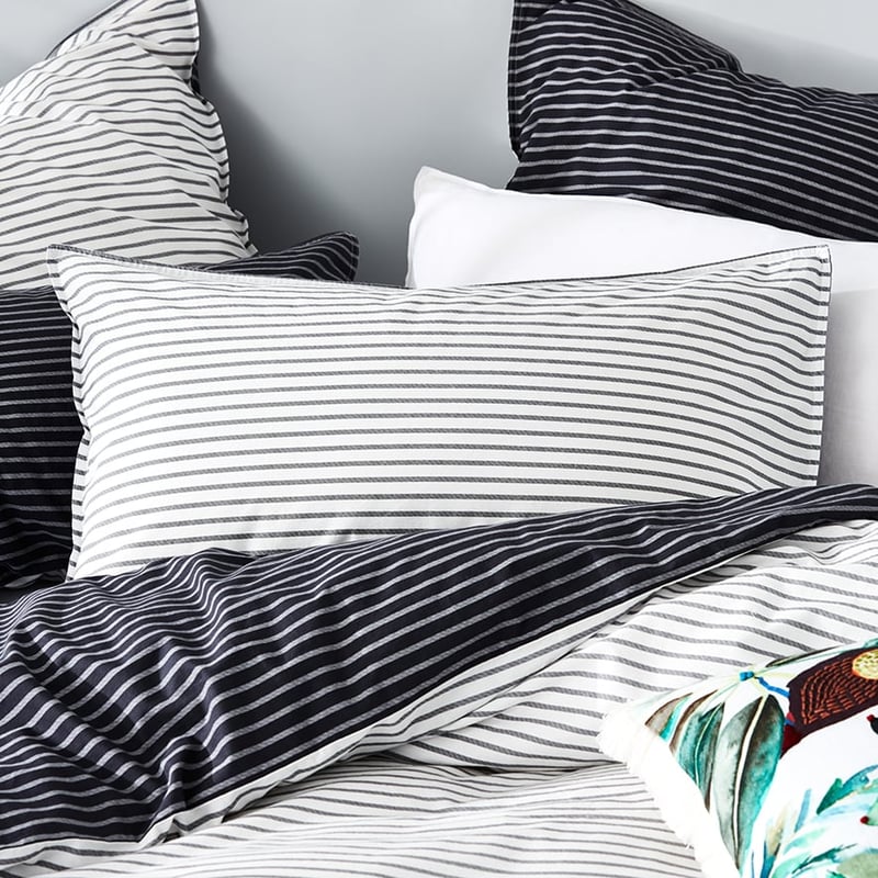 Stonewashed Printed Cotton Black Stripe Quilt Cover