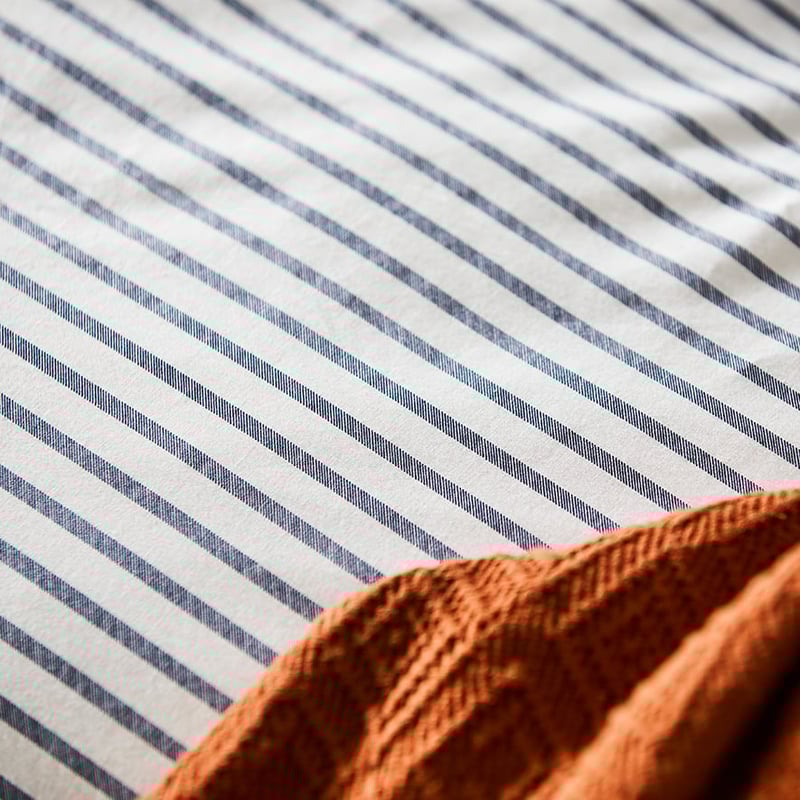 Stonewashed Cotton Printed China Blue Stripe Quilt Cover Separates