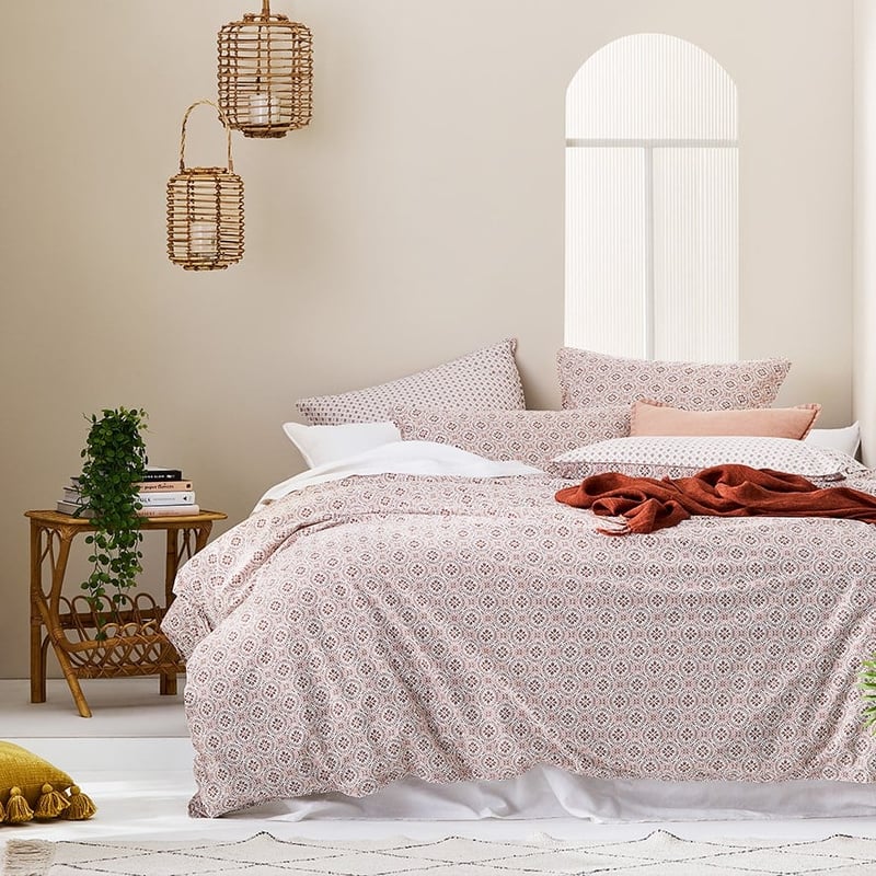 Stonewashed Cotton Printed Clay Tile Quilt Cover Separates