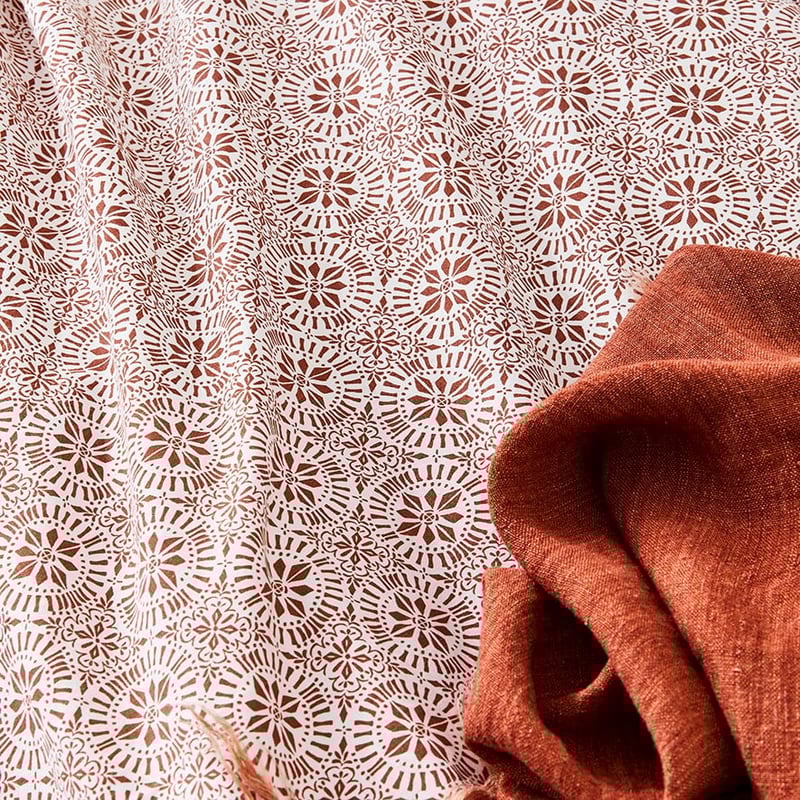 Stonewashed Cotton Printed Clay Tile Quilt Cover Separates