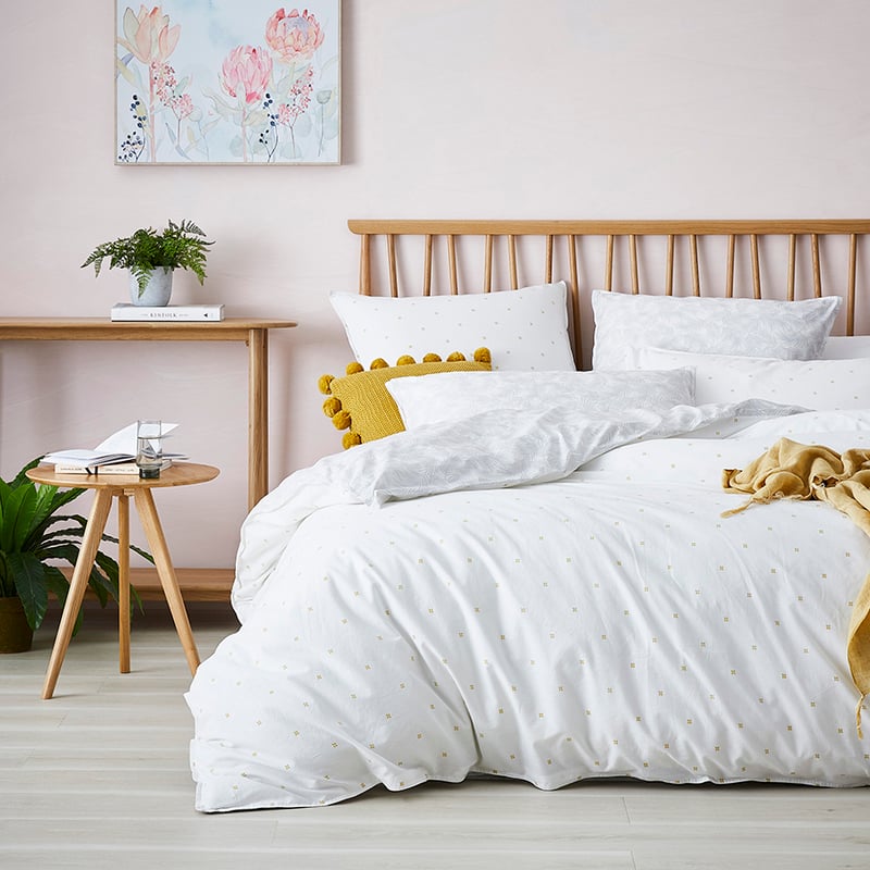 Stonewashed Printed Cotton Cluster Fern Quilt Cover