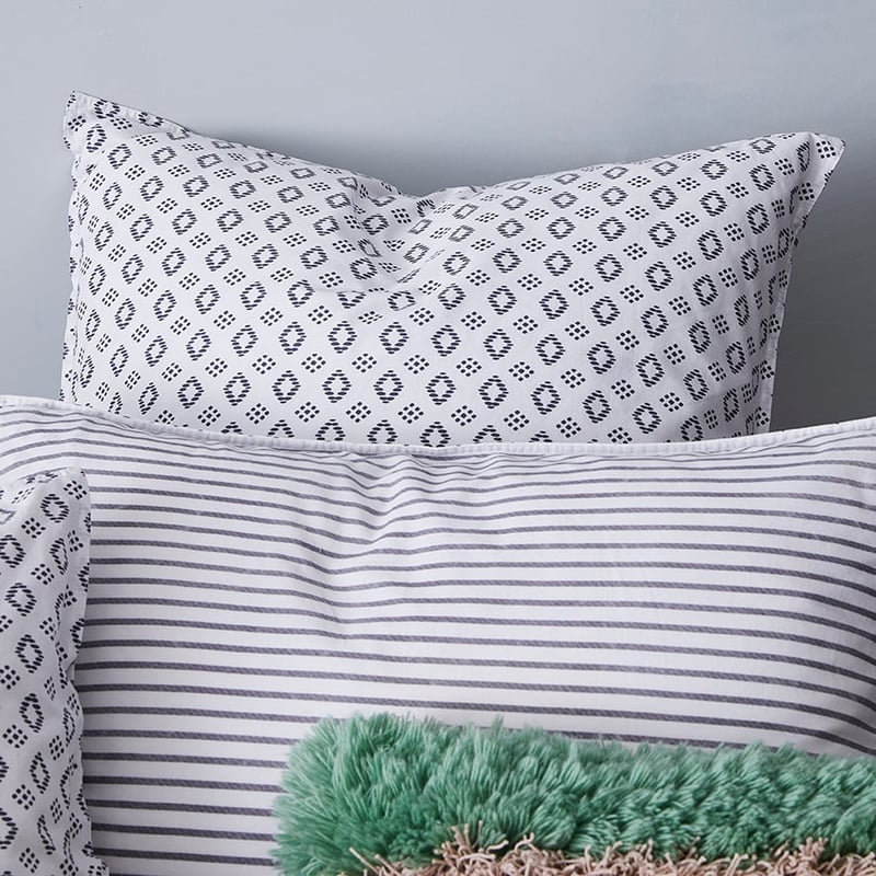 Stonewashed Printed Cotton Diamond Stripe Quilt Cover