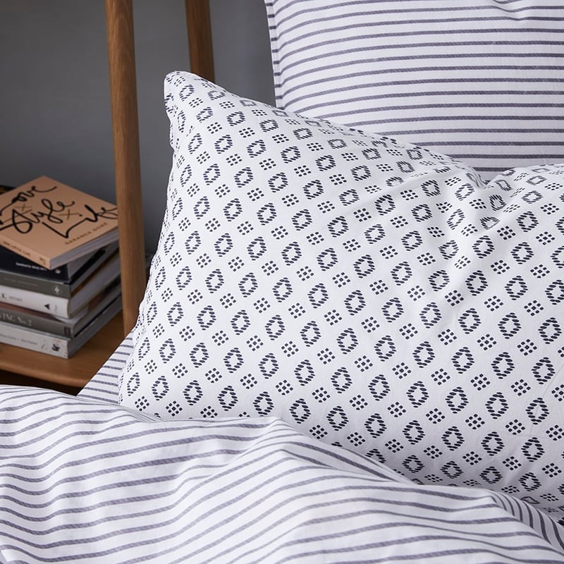 Stonewashed Printed Cotton Diamond Stripe Quilt Cover