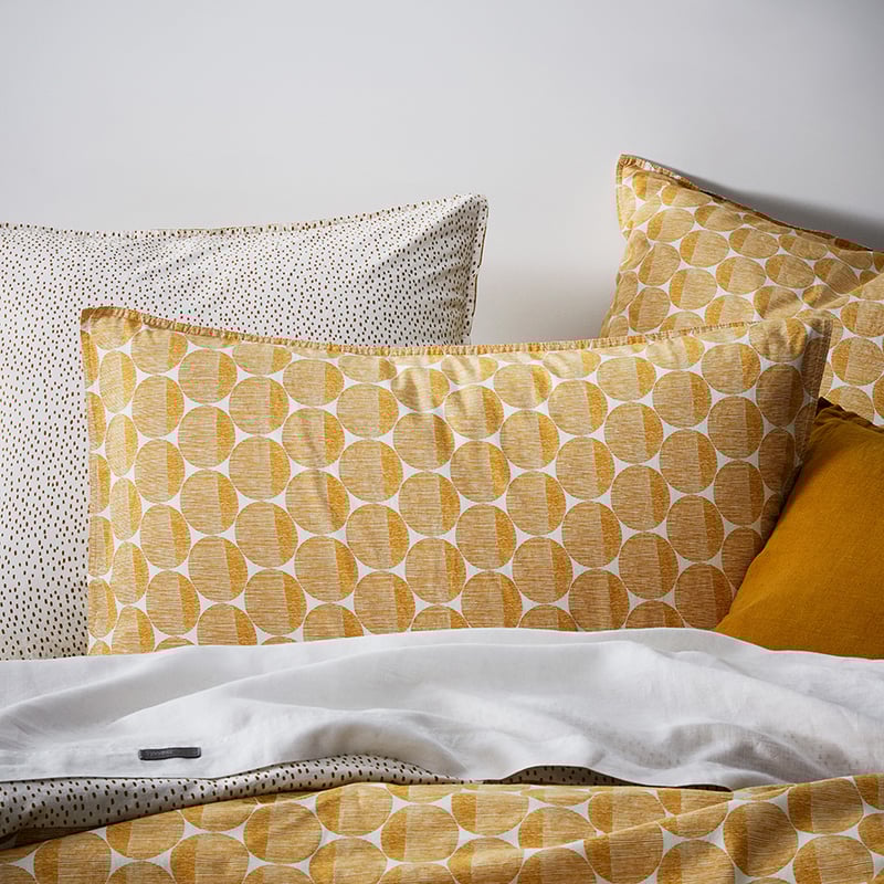 Stonewashed Cotton Printed Dijon Spot Quilt Cover Separates