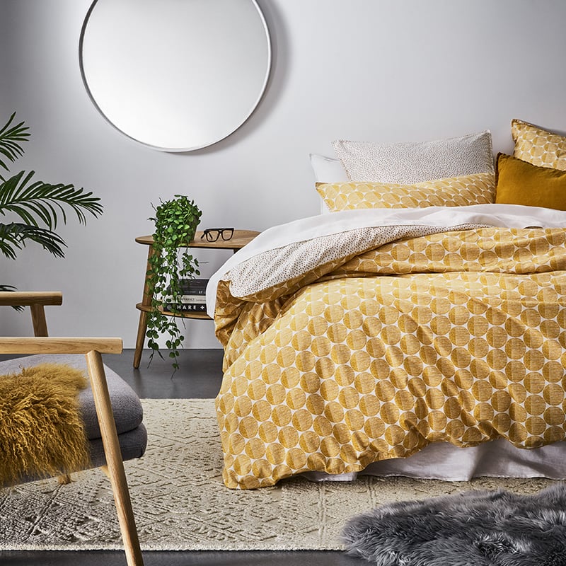 Stonewashed Cotton Printed Dijon Spot Quilt Cover Separates
