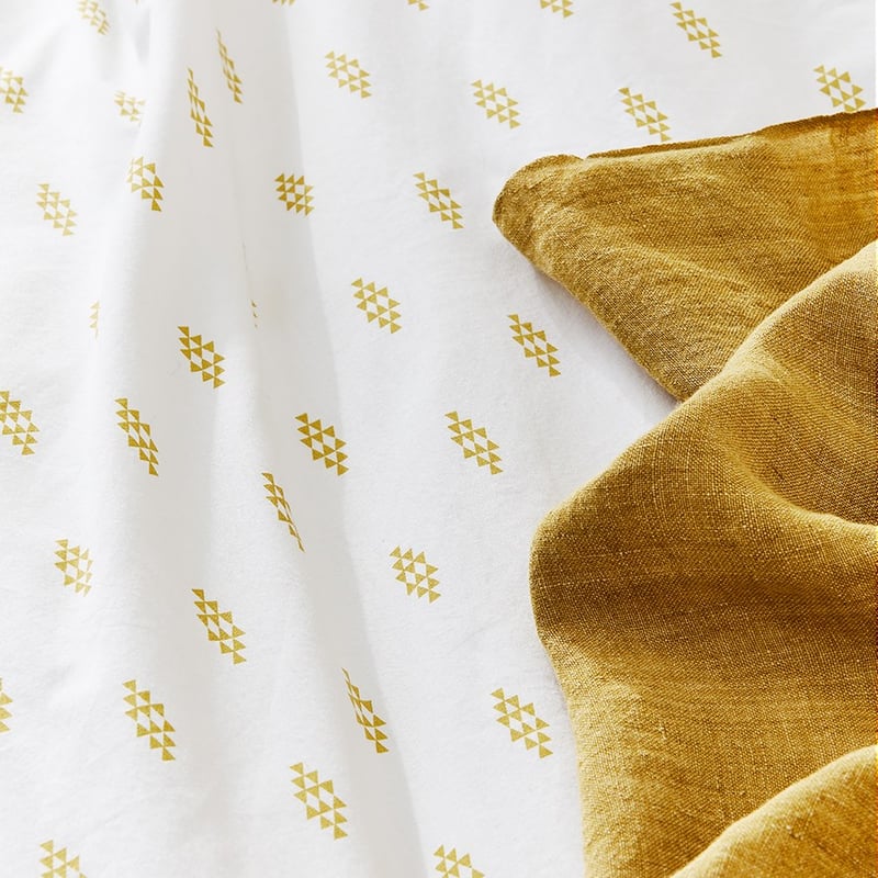 Stonewashed Cotton Printed Flax Triangle Quilt Cover Separates