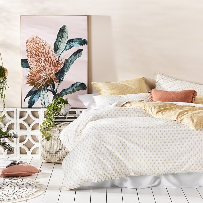 Stonewashed Cotton Printed Flax Woodblock Quilt Cover Separates