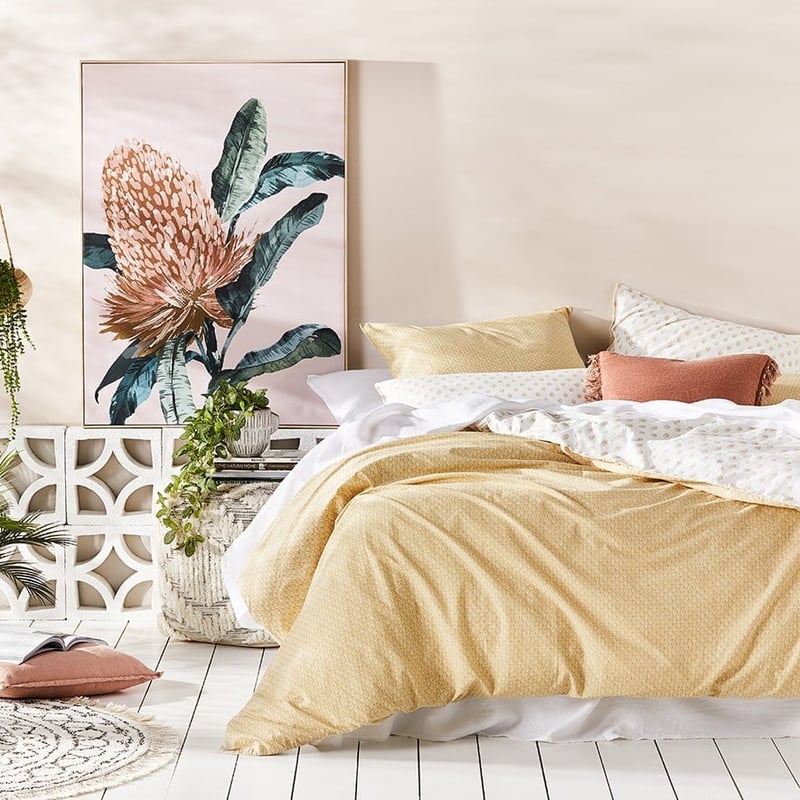 Stonewashed Cotton Printed Flax Woodblock Quilt Cover Separates