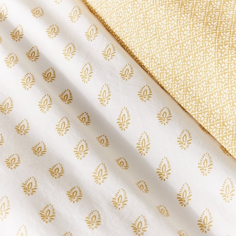 Stonewashed Cotton Printed Flax Woodblock Quilt Cover Separates