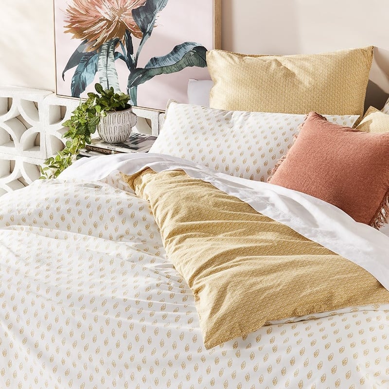 Stonewashed Cotton Printed Flax Woodblock Quilt Cover Separates