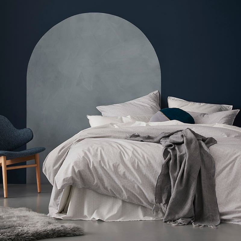 Stonewashed Printed Cotton Grey Hex Quilt Cover Separates