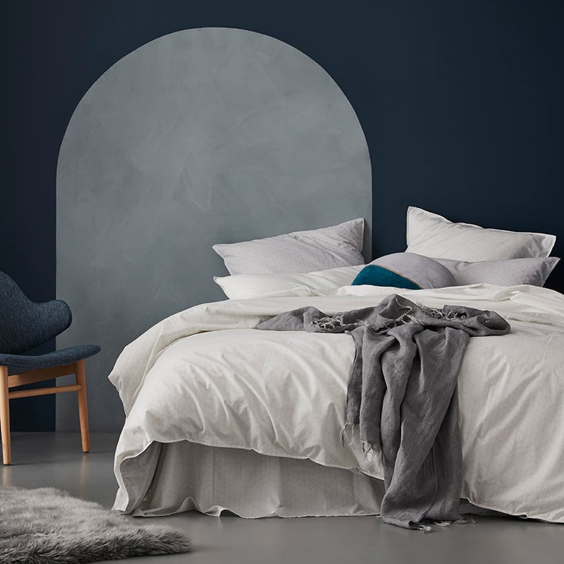 Stonewashed Printed Cotton Grey Hex Quilt Cover Separates