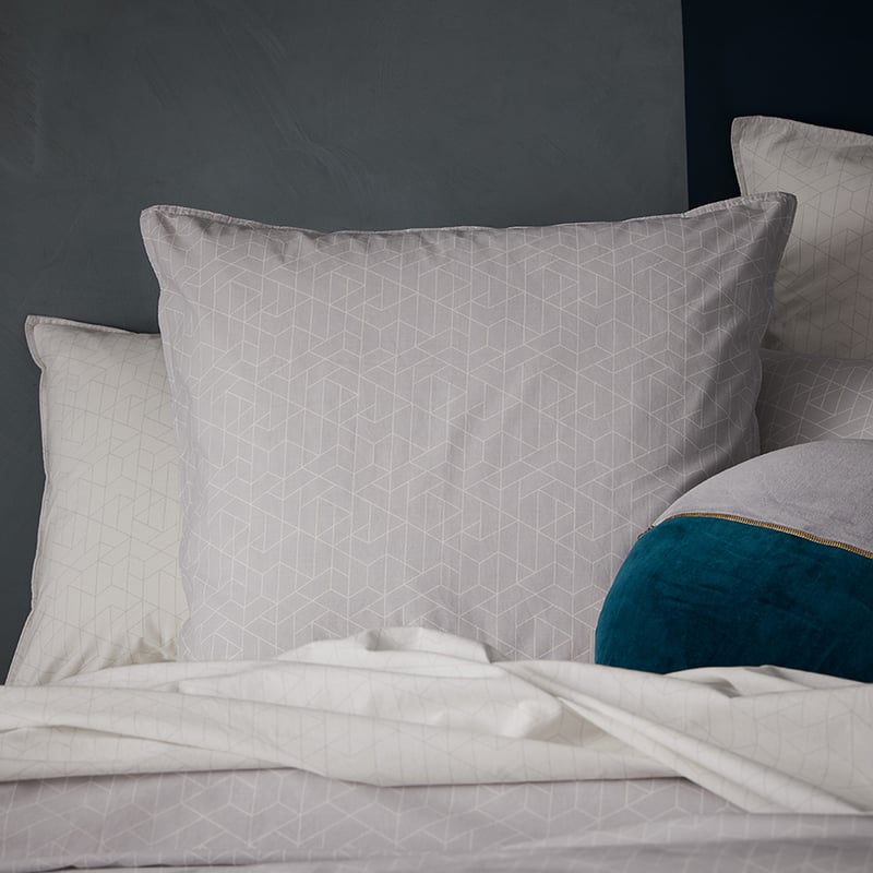 Stonewashed Printed Cotton Grey Hex Quilt Cover Separates