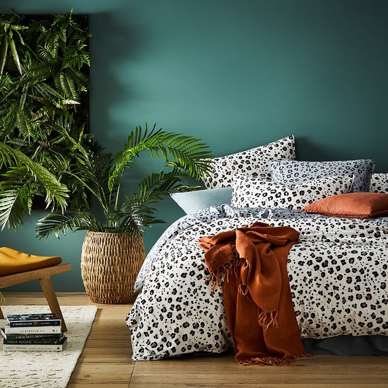 Stonewashed Cotton Printed Grey Leopard Quilt Cover Separates
