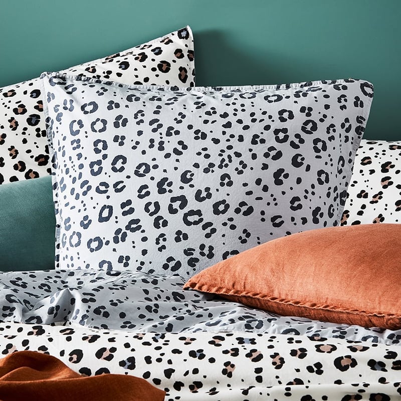 Stonewashed Cotton Printed Grey Leopard Quilt Cover Separates