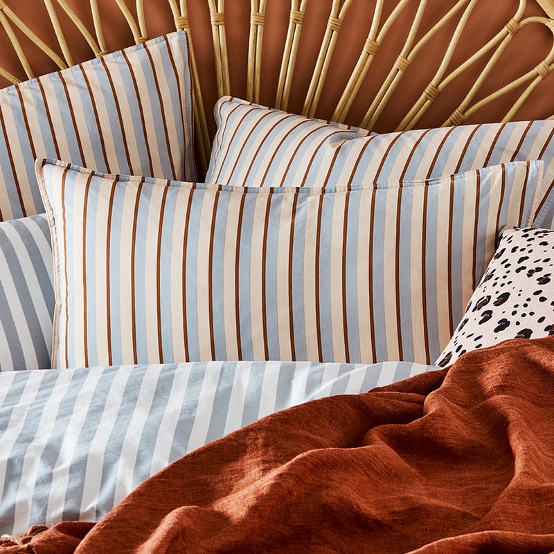 Stonewashed Cotton Printed Grey Stripe Quilt Cover Separates