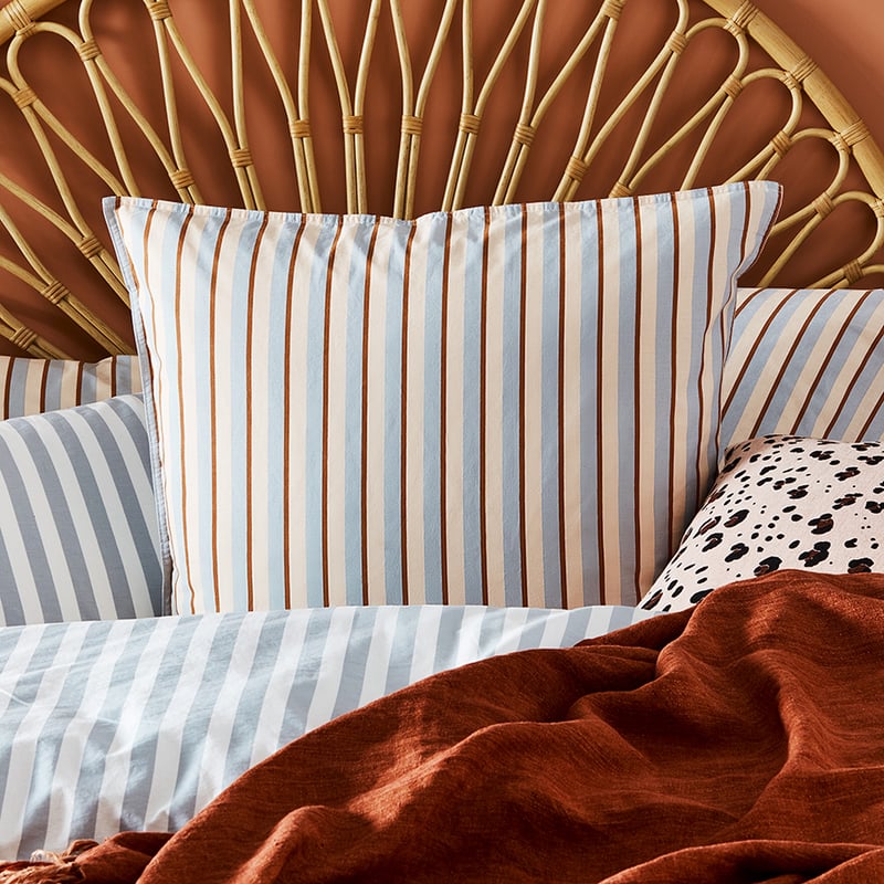 Stonewashed Cotton Printed Grey Stripe Quilt Cover Separates