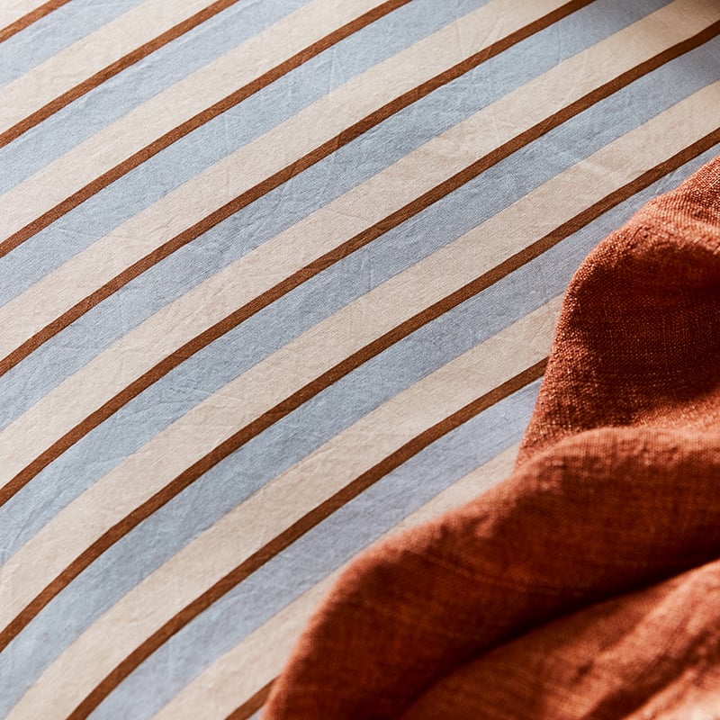 Stonewashed Cotton Printed Grey Stripe Quilt Cover Separates