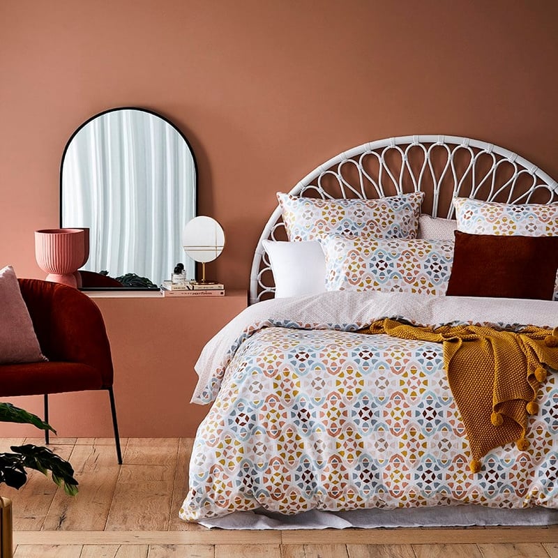 Stonewashed Cotton Printed Moroccan Geo Quilt Cover Separates