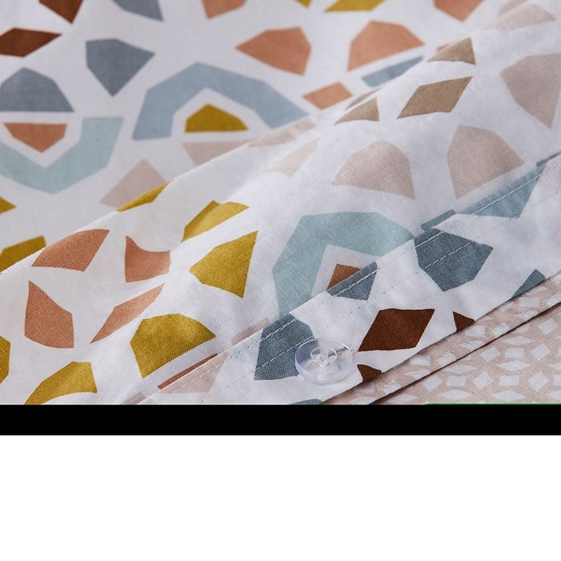 Stonewashed Cotton Printed Moroccan Geo Quilt Cover Separates