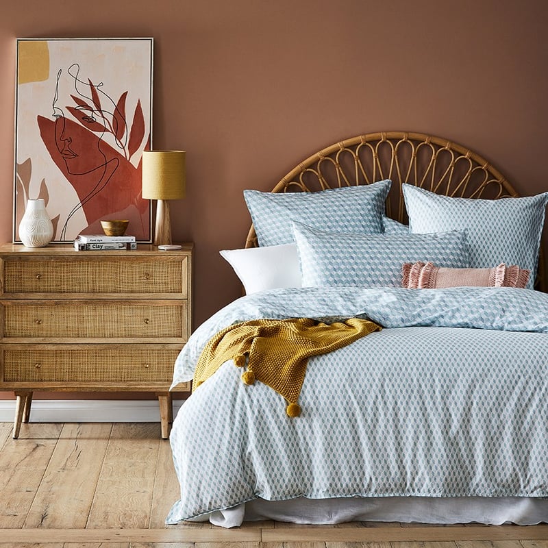 Stonewashed Cotton Printed Retro Chevron Quilt Cover Separates