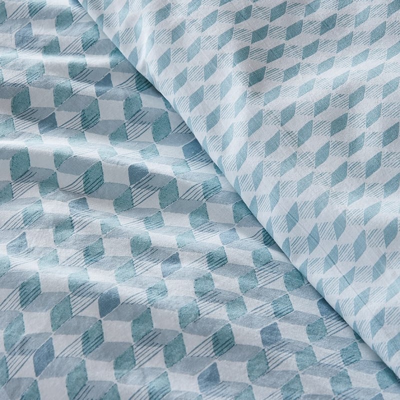 Stonewashed Cotton Printed Retro Chevron Quilt Cover Separates