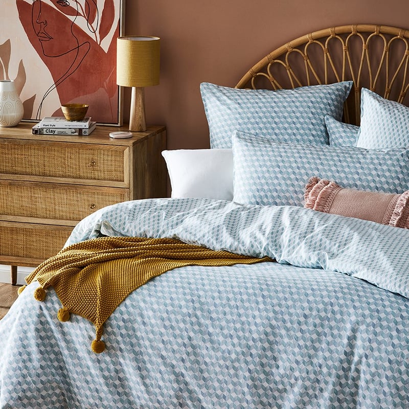 Stonewashed Cotton Printed Retro Chevron Quilt Cover Separates