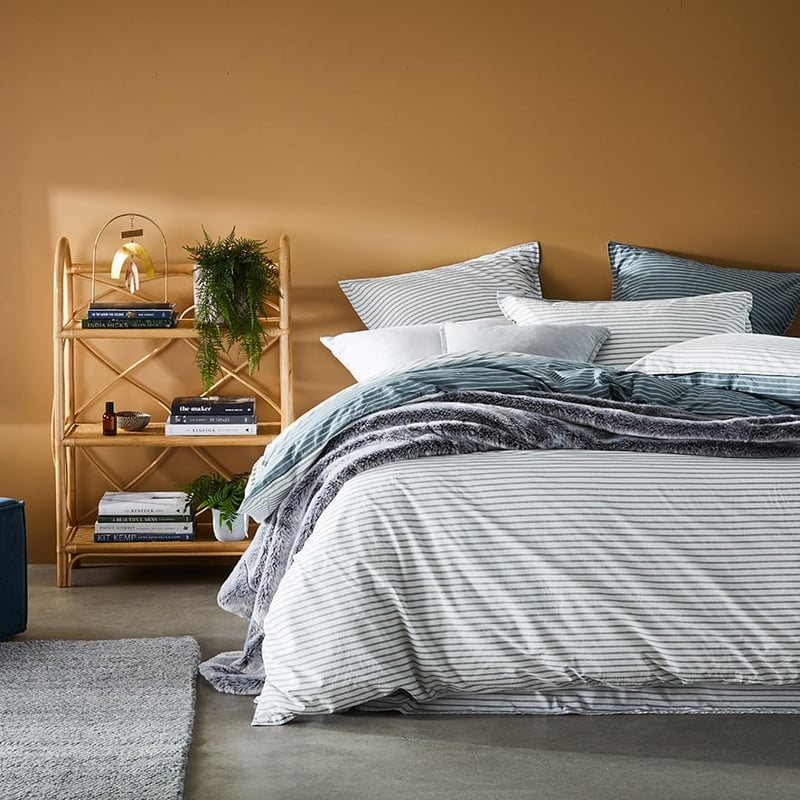 Stonewashed Printed Cotton Sage Stripe Quilt Cover Separates