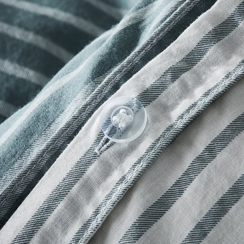 Stonewashed Printed Cotton Sage Stripe Quilt Cover Separates