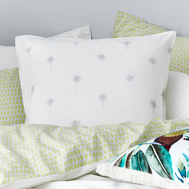 Stonewashed Printed Cotton Palm Silver Quilt Cover Separates