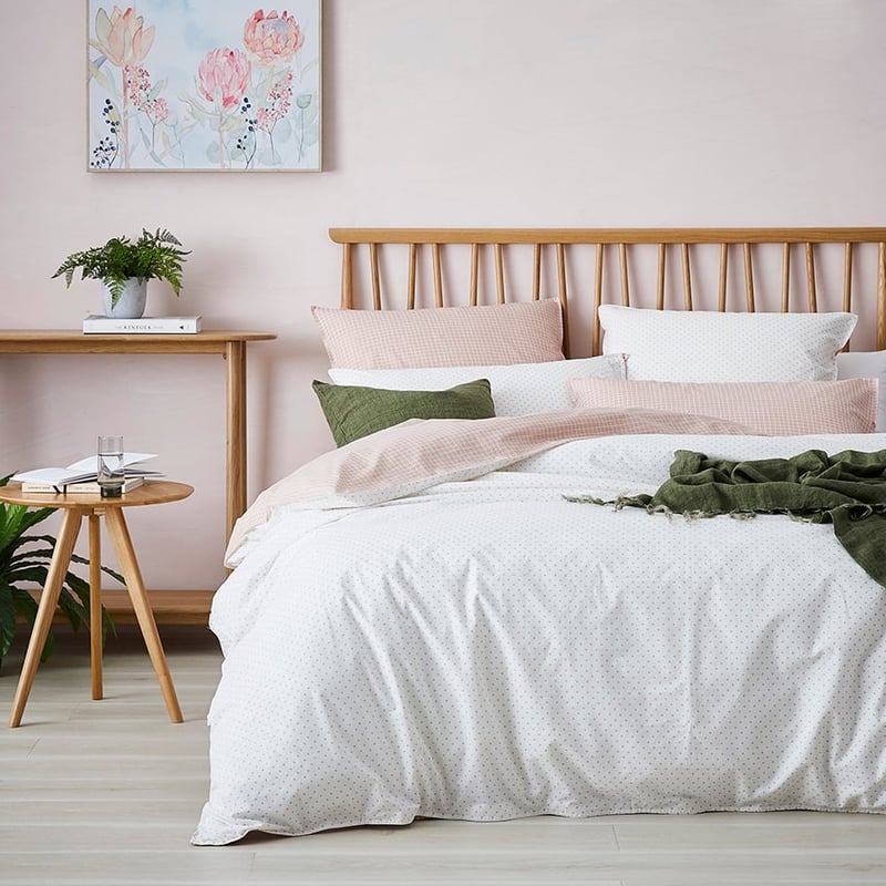 Stonewashed Printed Cotton Tile Grid Quilt Cover Separates