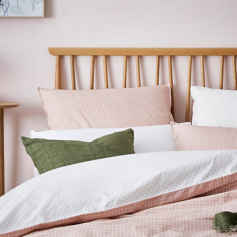 Stonewashed Printed Cotton Tile Grid Quilt Cover Separates