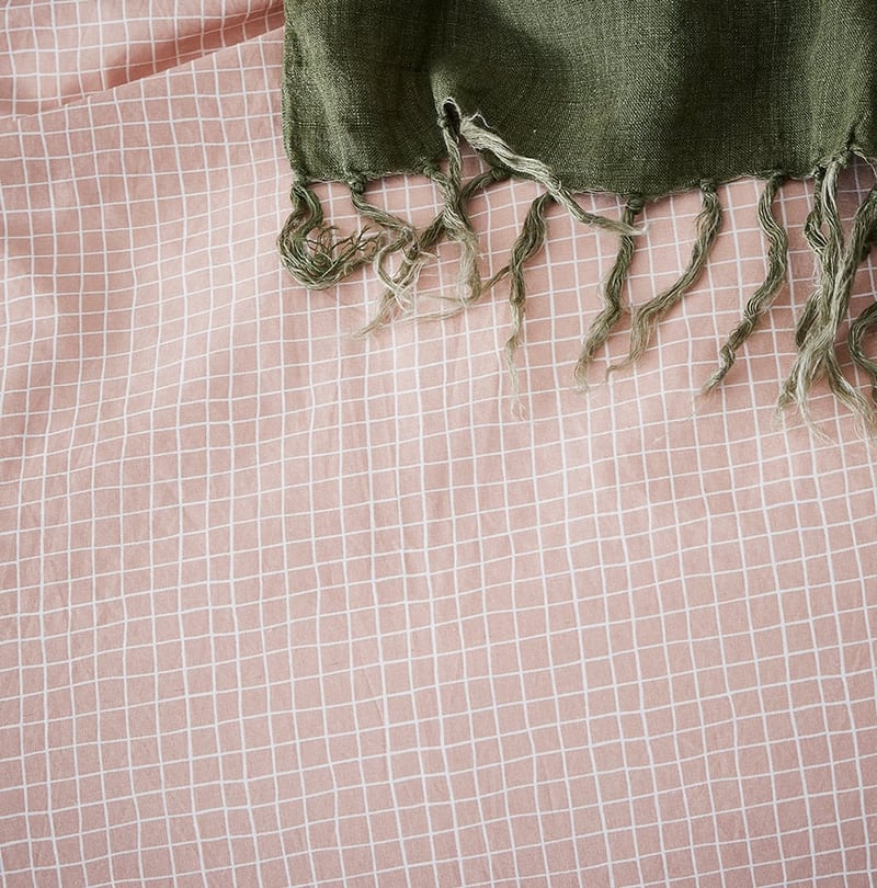 Stonewashed Printed Cotton Tile Grid Quilt Cover Separates