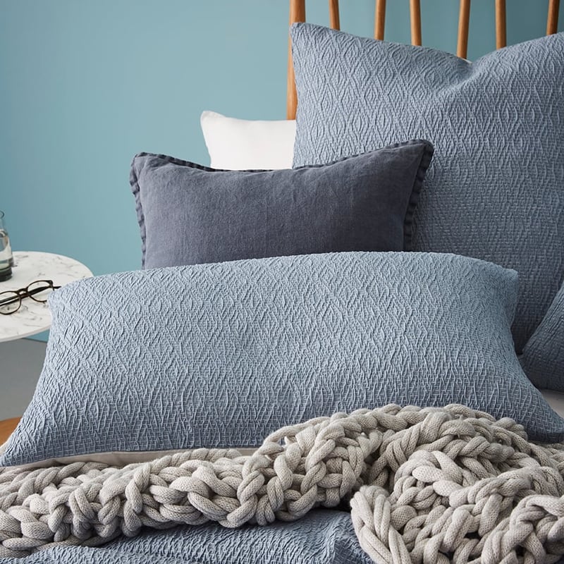 Harlow Steel Blue Quilt Cover Set + Separates